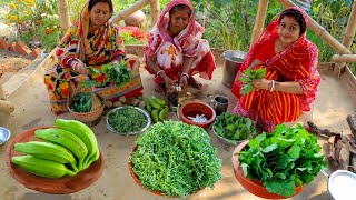 Village Breakfast Morning Routine | ছোলা শাকের ঘন্ট,কাঁচকলার তরকারি ও সরষে শাক ভাজা |