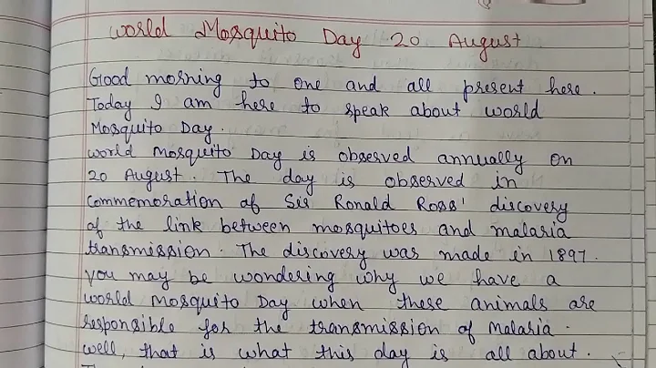 Speech On World Mosquito Day !! Mosquito Day 2020 !! International Mosquito Day !! Speech in English
