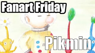Fanart Friday - Olimar and Pikmin - Inktober52 2024 - Astronaut - Irojiten Colored Pencils