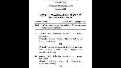 MES - 111 June 2021 Question Paper