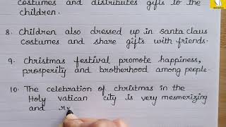 10 Lines on Christmas Festival / Neat and Clean Cursive Handwriting / Writing Practice / English#368