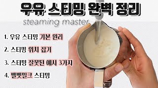 [ENG] 라떼아트 우유스티밍 기본 원리부터 벨벳밀크 스티밍까지. 이 영상이 레전드 ! 라떼아트 스팀(벨벳밀크). Latte art. Steam milk skill