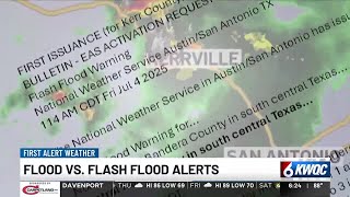 What's the difference between flood and flash flood alerts