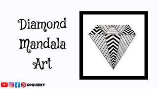 How To Draw Diamond Zentangle Art | Diamond Mandala Art | Doodle Art | Relaxing Art | GoQuirky