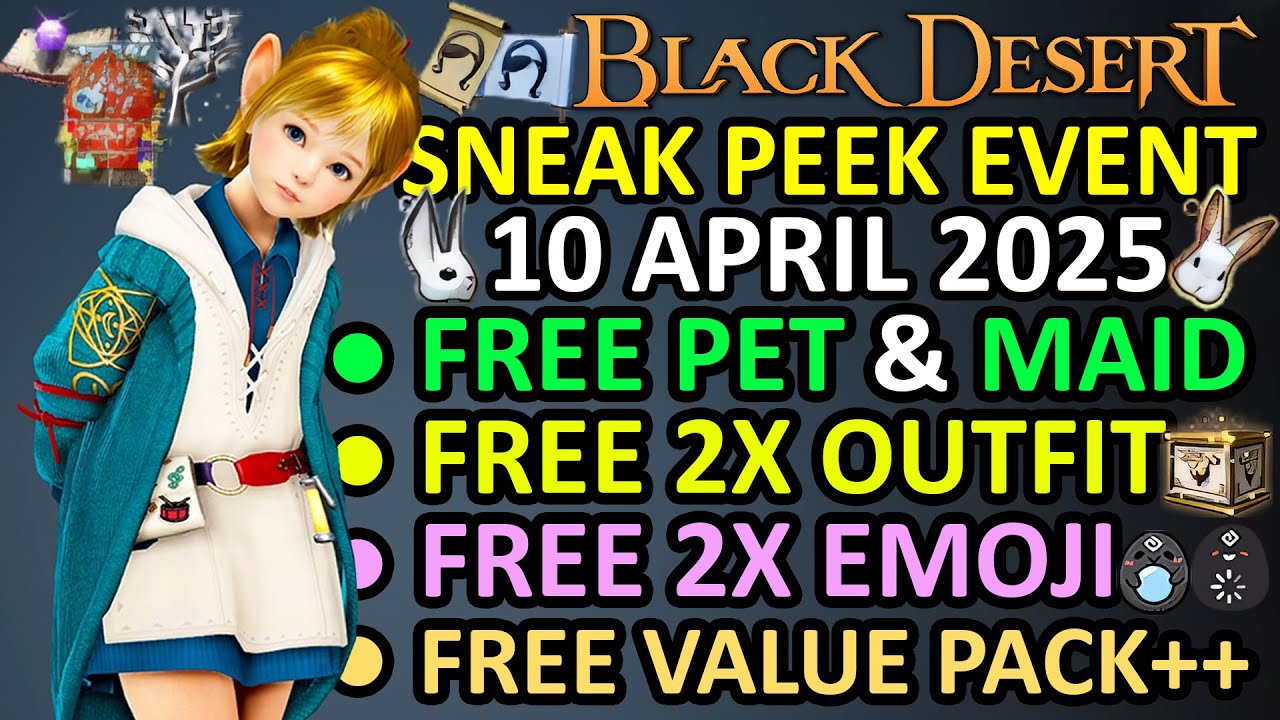 FREE OUTFIT 2x, FREE PET, MAID, VALUE PACK+, EMOJI 2x (BDO Sneak 