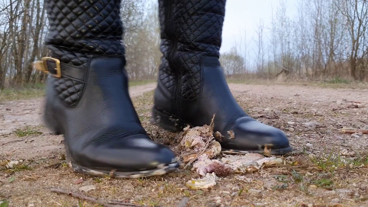 Leather Boots Crush Burger In SLOW MOTION YouTube