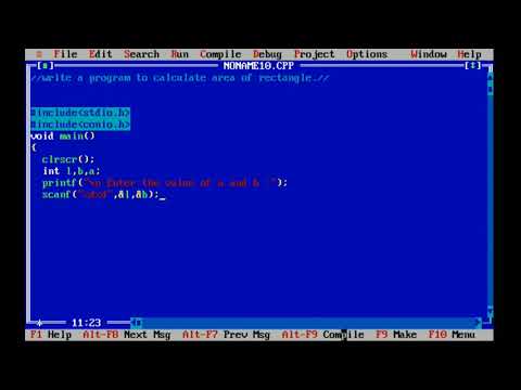 write a program to calculate area of  rectangle  in c language // c programming language//akt guide