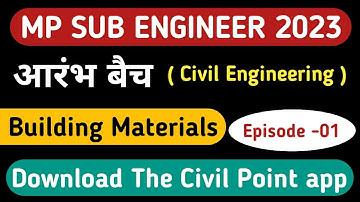 Mp Sub Engineer Vacancy - 2023 | Building Material & Concrete Technology | By - Sandeep Sir