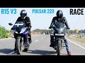 Yamaha R15 V3 VS Pulsar 220F BS4 | RACE | Top End | Highway Battle