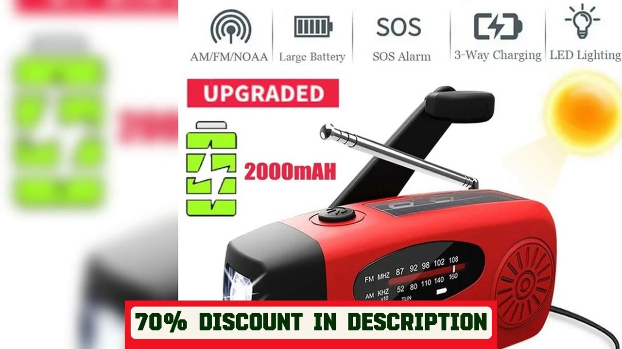 A must-have product!�Multifunctional Solar Radio Hand Crank Powered FM AM NOAA Weather Radio 2000m