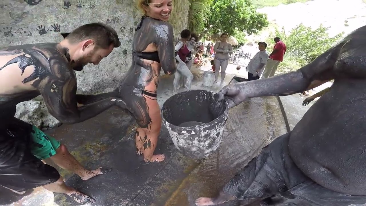 Mud bath in volcano ash St. Lucia