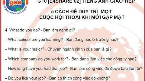 [GEE ERC #05] 5 cách để duy trì một cuộc hội thoại