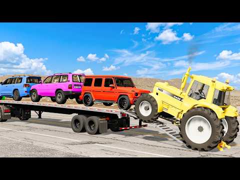 Flatbed Truck Mcqueen | Transportation with Truck - Pothole vs Car #29 -BeamNG.Drive