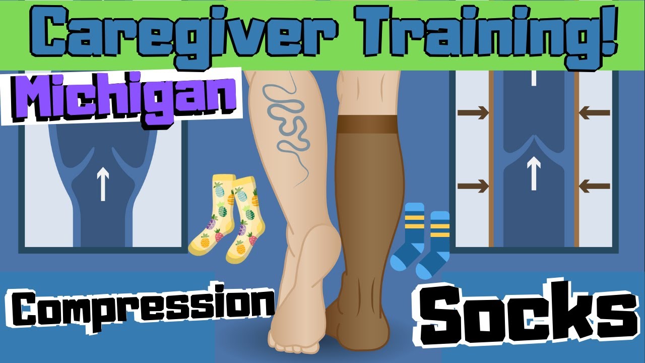 Caregiver Training [How to Put On Compression Socks] Assisting Hands
