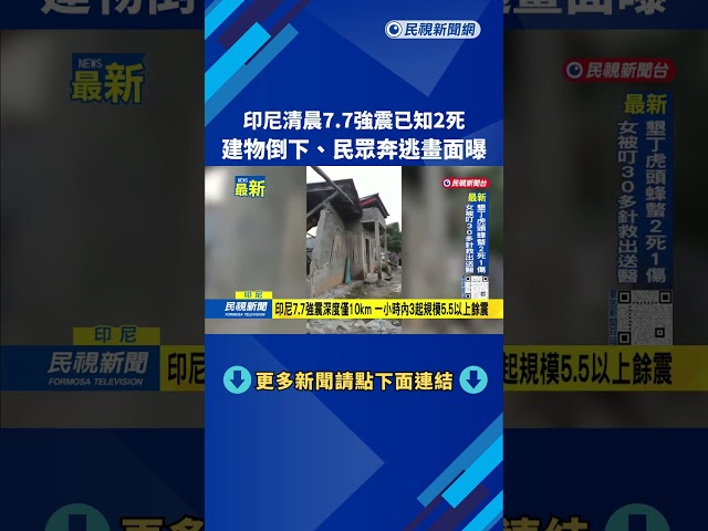 印尼清晨7.7強震已知2死　建物倒下、民眾奔逃畫面曝－民視新聞