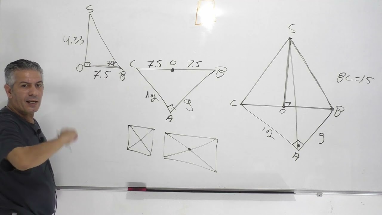 פתרון בגרות 482 קיץ 2021 מועד ב שאלה 2-טריגונומטריה במרחב-פירמידה שבסיסה משולש ישר זוית.