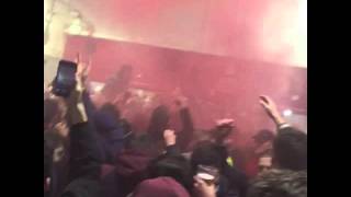 Arsenal fans away at Stoke with smoke bombs