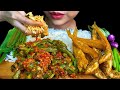 Eating spicy foodfried fish spicy limnocharis flava with rice