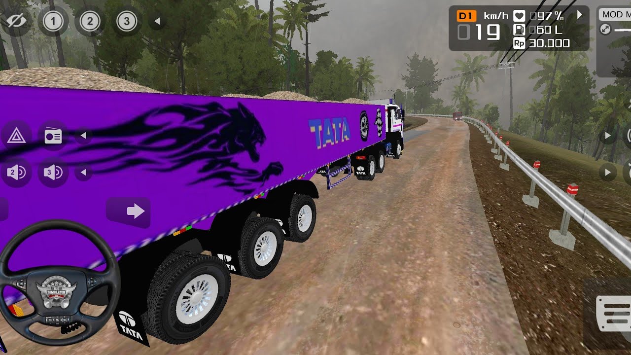 Heavy full loaded truck off road driving gameplay Bus simulator Indonesia Game
