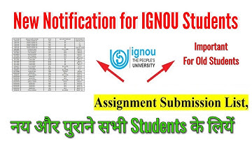 New Notification Released For IGNOU Students ||Assignment submission New list ||Avinash singh