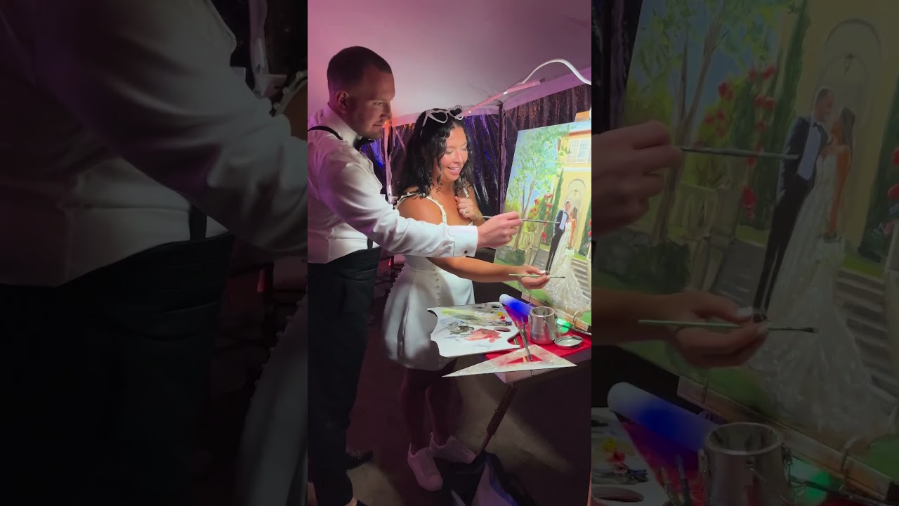 Shauni +James' live wedding painting at Aldworth Manor, NH 