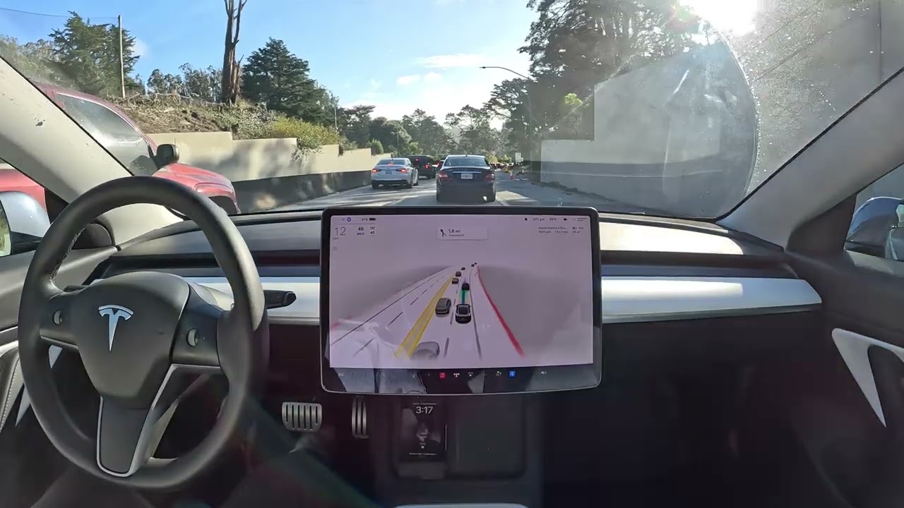 Raw 1x: San Francisco to Palo Alto and Back on Tesla Full Self-Driving Beta 10.69.25.2