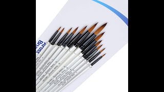 Keep_Smiling A6075R 12pcs Drawing Paint Brush Set Wooden Pointed Tip Round - sizes 1 to 12