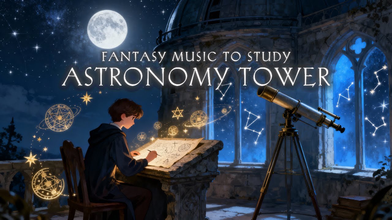 Fantasy Study Music | Reading & Focus Night in the Moonlit Observatory 🌙