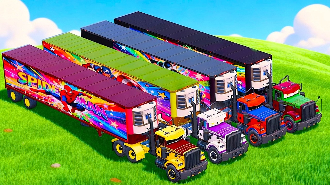 Transporting Colorful Rainbow Trailer Trucks BOX AND Police Transporting   Farming Simulator 22 #1