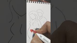 Beautiful Pregnant women line drawing 🤰🏻#viral #shorts
