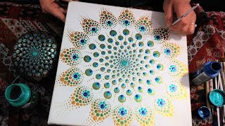 Hoe je stippenmandala's schildert, geïnspireerd op pauw, #35, volledige stap-voor-stap tutorial