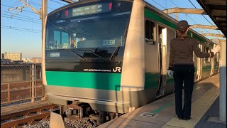 JR戸田公園駅を入線.通過.発車する列車。