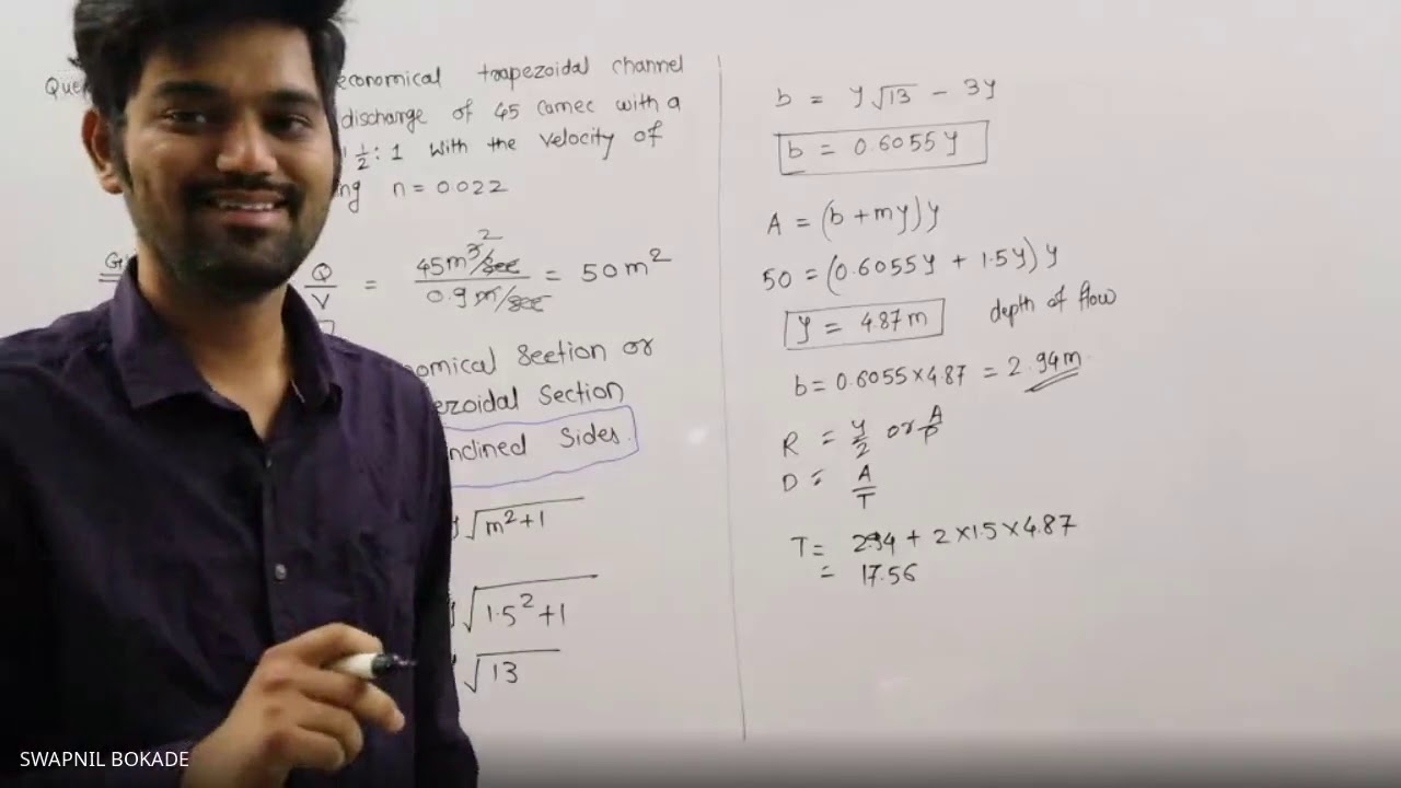 FM Most economical section or optimum hydraulically efficient channel problems