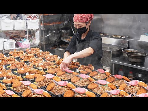 Giant Food! 1kg Bento , Rice Ball & Fried Chicken - Japanese Street Food デカ盛り弁当 おにぎり 唐揚げ キッチンDIVE