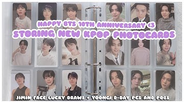 ☁️ organizing + storing new kpop photocards in my bts binders | jimin face + agustd d-day pcs + pobs