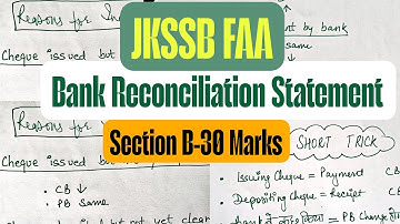 Bank Reconciliation Statement | JKSSB Account Assistant | Accountancy and bookkeeping FAA