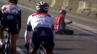 Kuurne-Brussel-Kuurne 2016 - Stig Broeckx hit by a motor bike