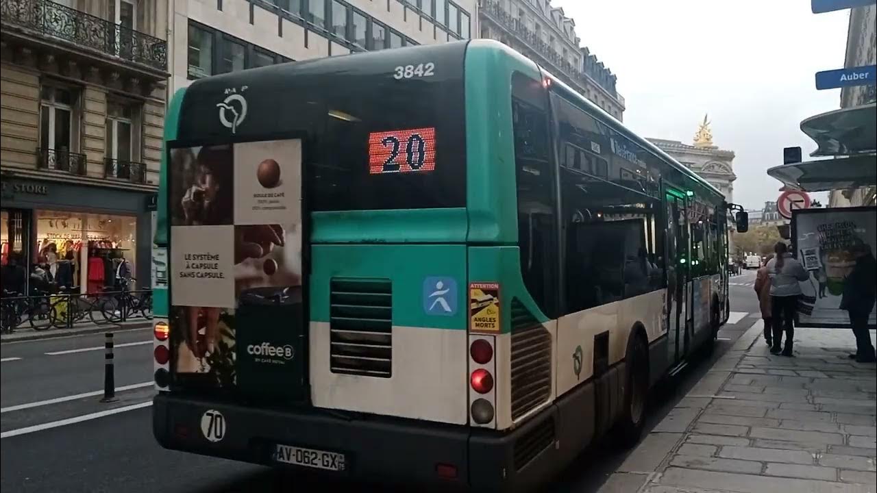 Bus 20 RATP Départ d'un Citelis Line N°3842 à Auber en direction de Porte des Lilas YouTube