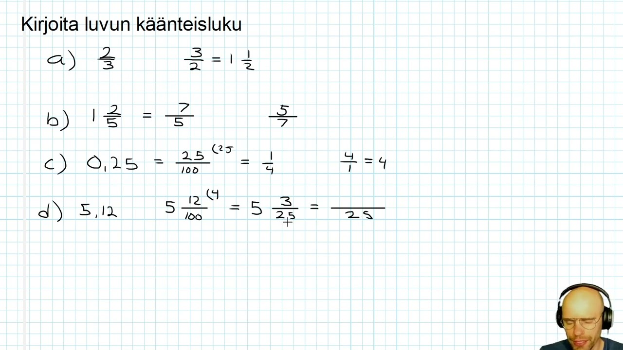 6. (x) Kirjoita käänteisluku