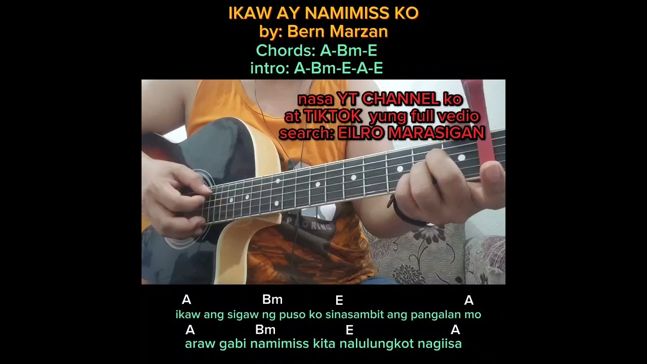 IKAW AY NAMIMISS KO by: BERN MARZAN..lyrics with chords ..EASY GUITAR CHORDS #guitartutorial