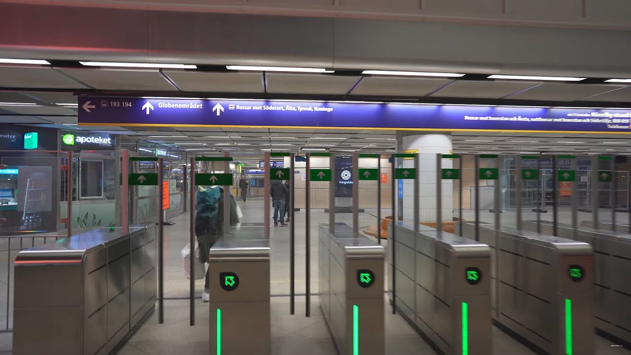 Sweden, Stockholm, Subway night ride from S:T Eriksplan to Gullmarsplan