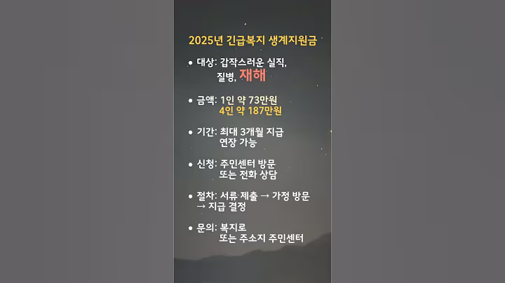 2025년 긴급 생계지원금