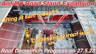 Anfield Road Stand Expansion on 27.5.23. Lifting at 8am today???
