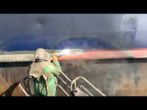Water blasting a