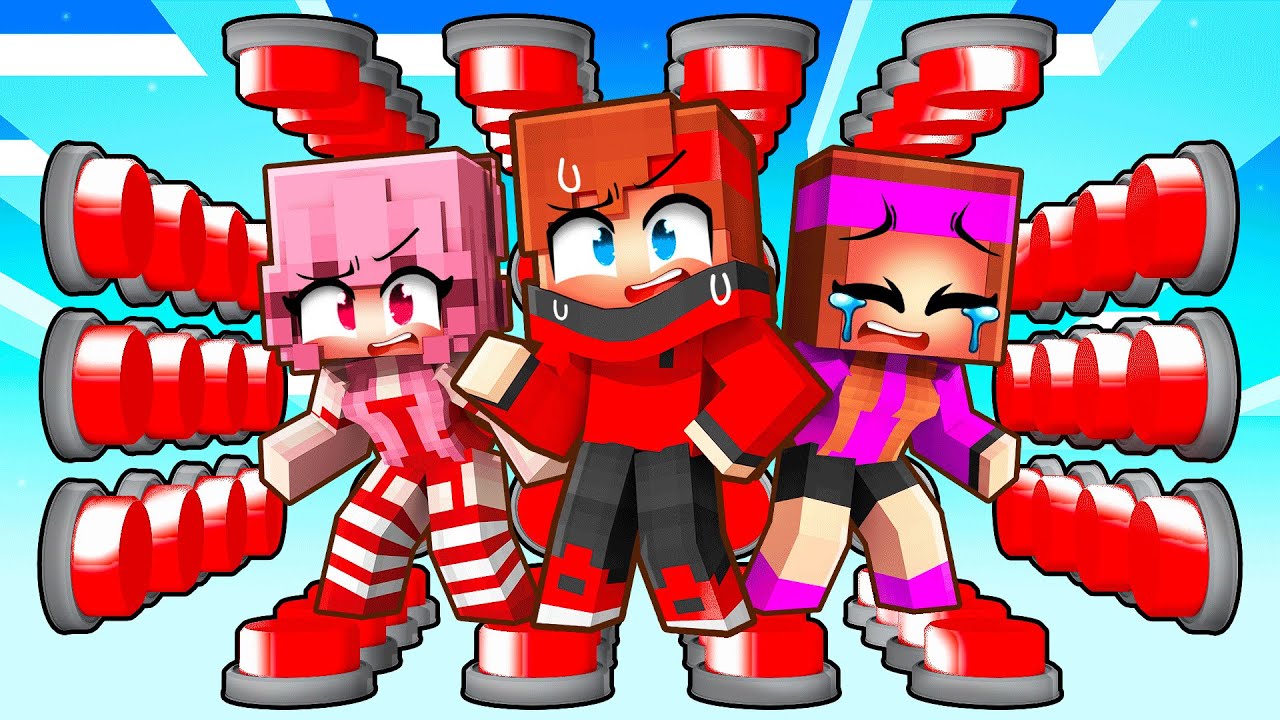 Survivre à un block de 100 BOUTONS avec mes FAN GIRL sur Minecraft !