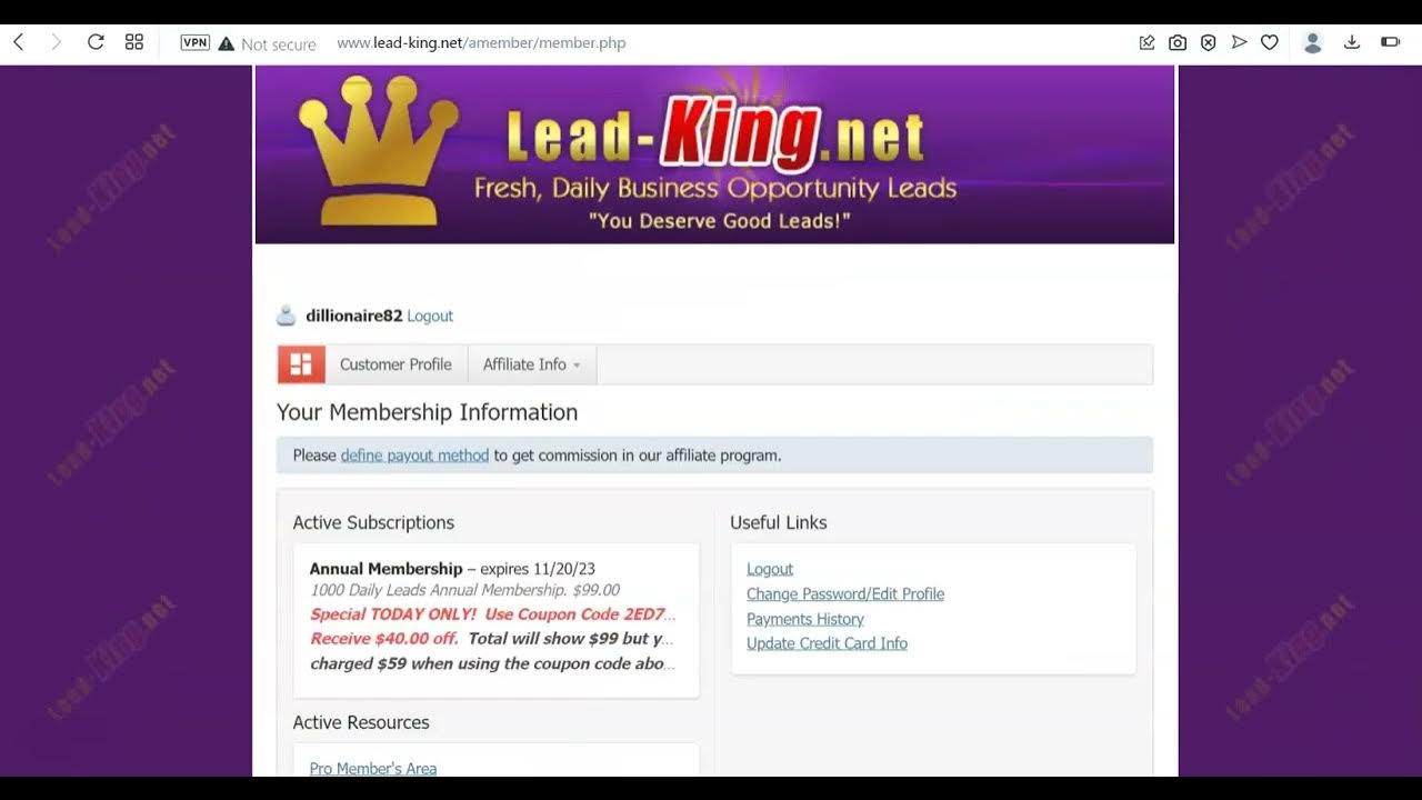 Lead King Net 1000 Leads A DAY Leads For Affiliate Marketing Postcard