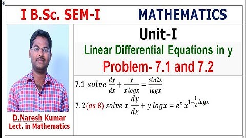 Linear Differential Equations in y in telugu