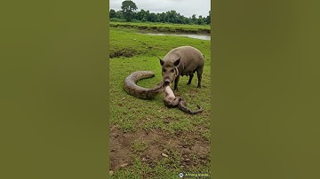 Mother pigs bite the python to save the piglets