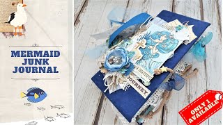 [IN STOCK 2023] Unique Mermaid junk journal for sale Ocean Handmade Journal 🐚 flip through