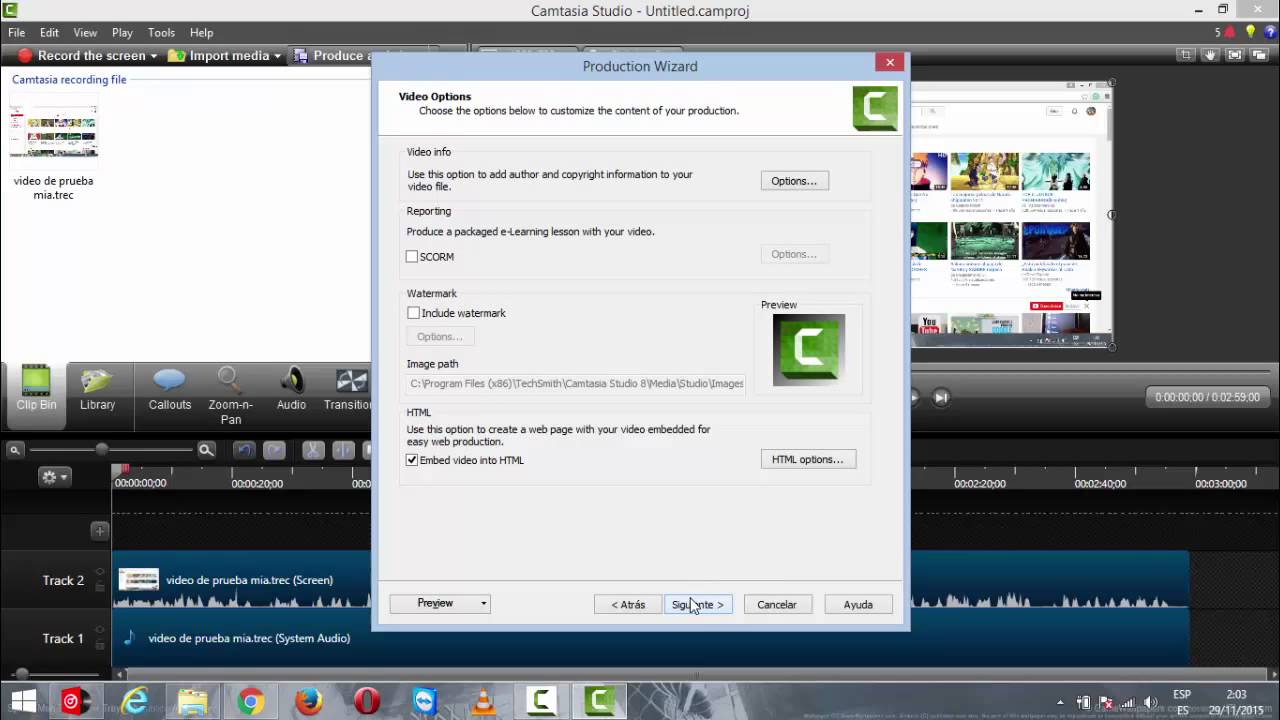 como guardar un video ya editado en camtasia studio 8 - YouTube